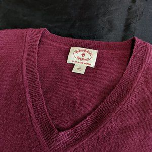 Brooks Brothers Red Fleece Merino Wool V Neck Sweater